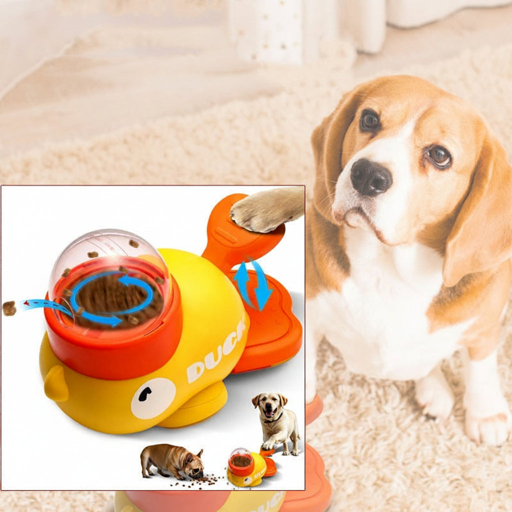 Juguetes interactivos para perros con dispensador de golosinas de pato que ralentizan la comida y reducen el aburrimiento