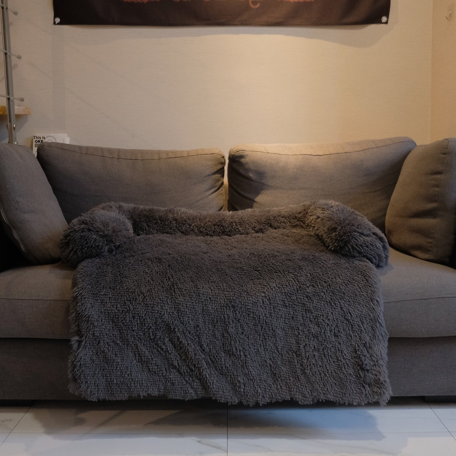 Washable Plush Dog Bed Calming Pet Sofa Cushion Anti Slip Comfort