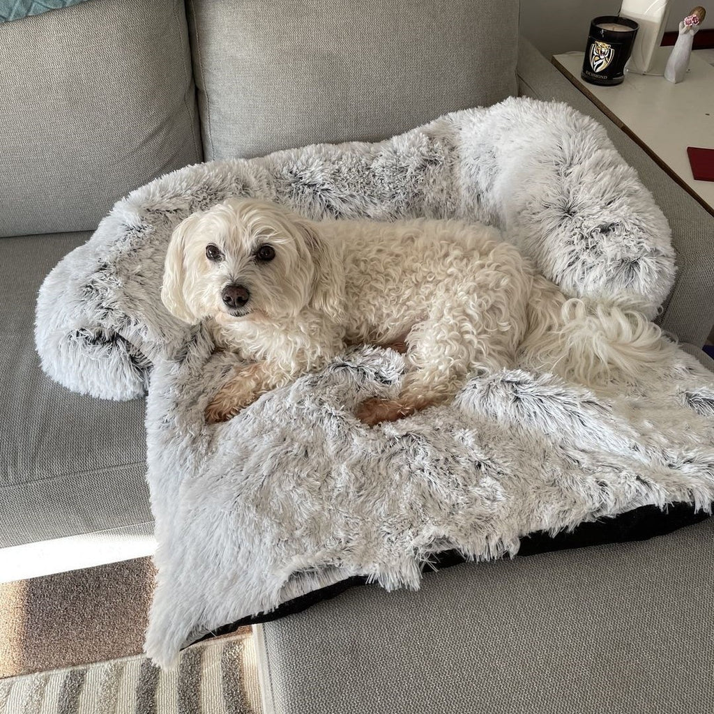 Cama lavable de felpa para perros, cojín relajante antideslizante para mascotas