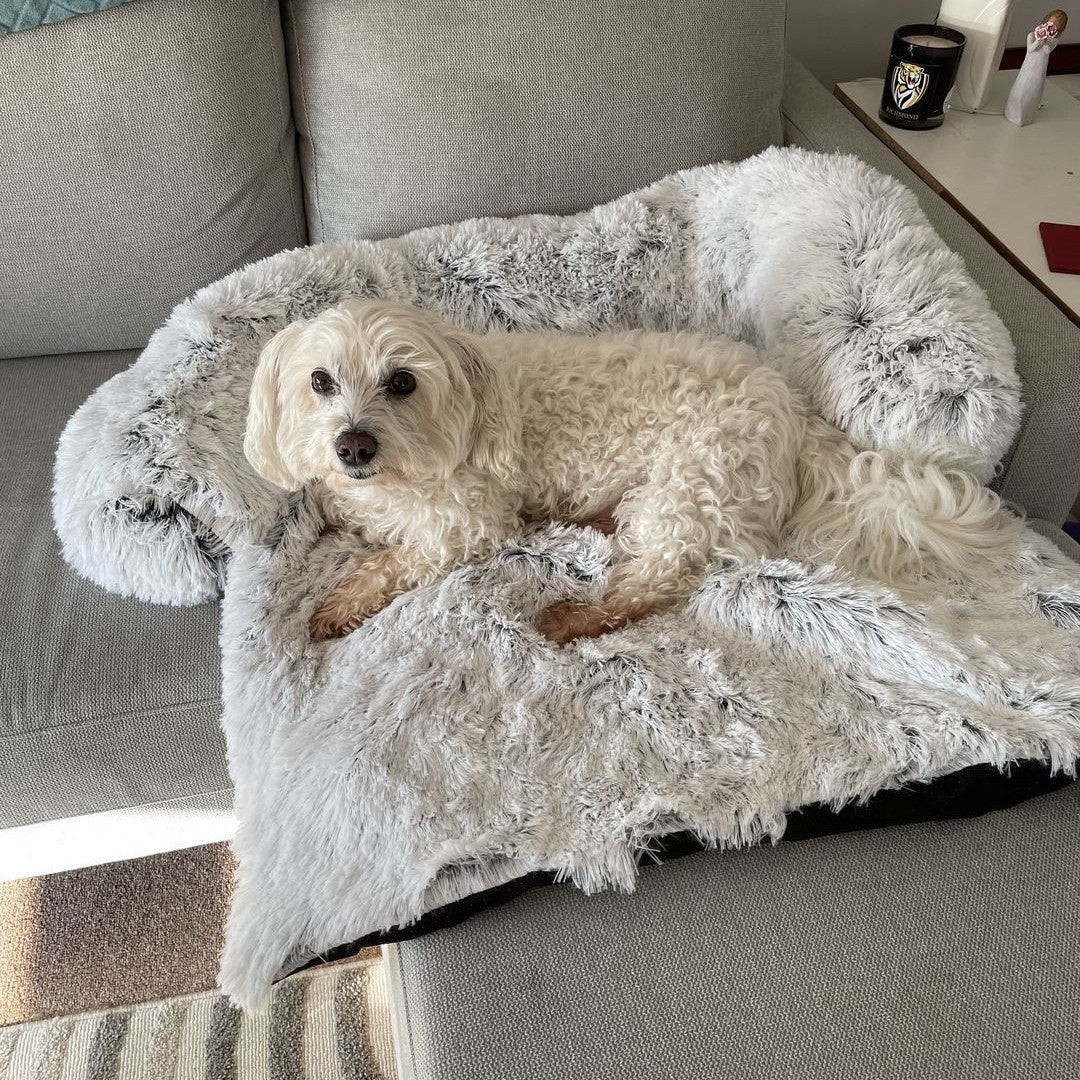 Cama lavable de felpa para perros, cojín relajante antideslizante para mascotas