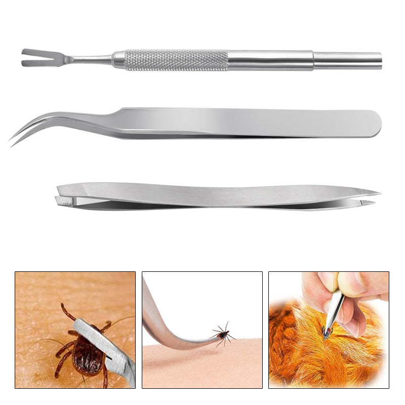 Professional Stainless Steel Tick Remover Tool Set For Cats / Dogs