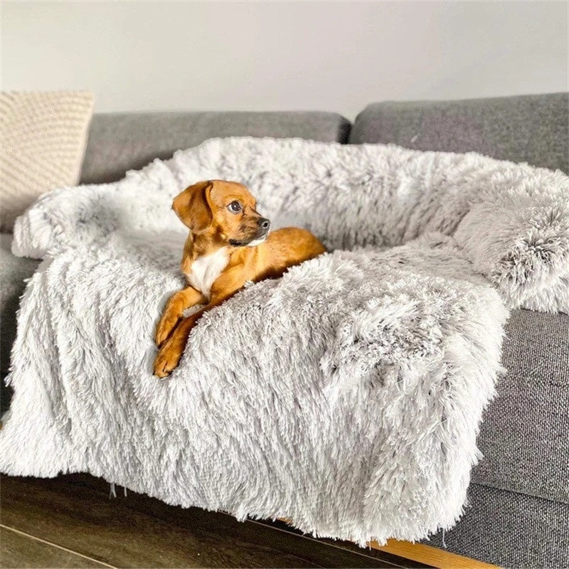 Washable Plush Dog Bed Calming Pet Sofa Cushion Anti Slip Comfort