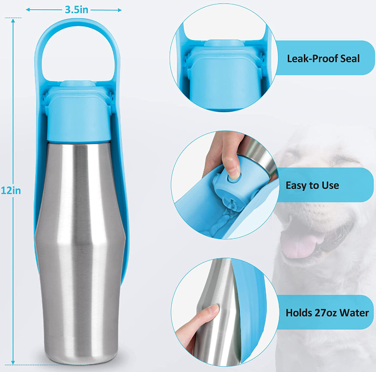 Travel Friendly Dog / Pet Water Bottle With Built-In Bowl