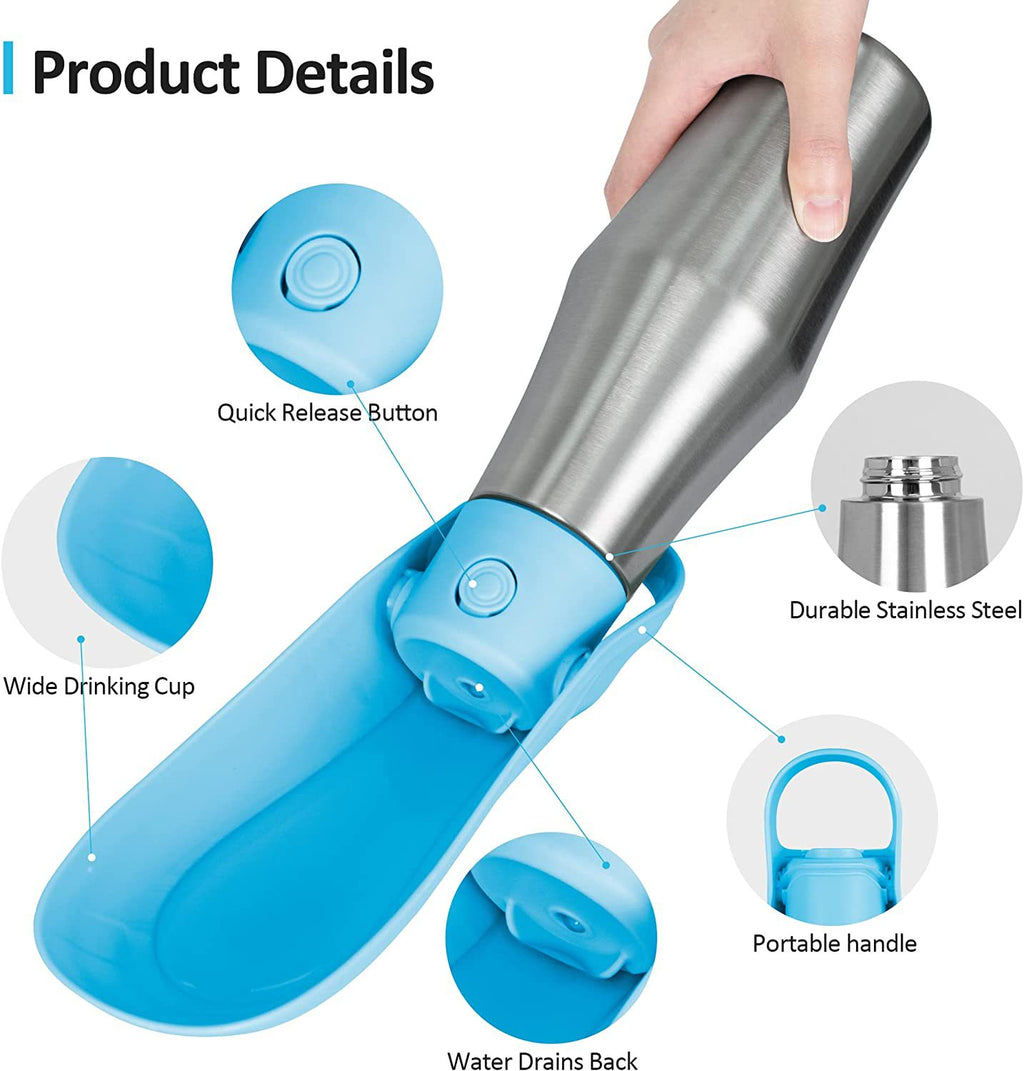 Travel Friendly Dog / Pet Water Bottle With Built-In Bowl
