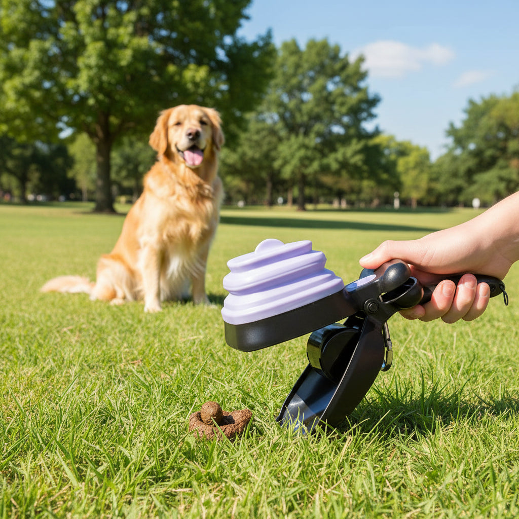 Portable Dog / Pet Poop Scooper With Bag Dispenser Clean Hands Solution