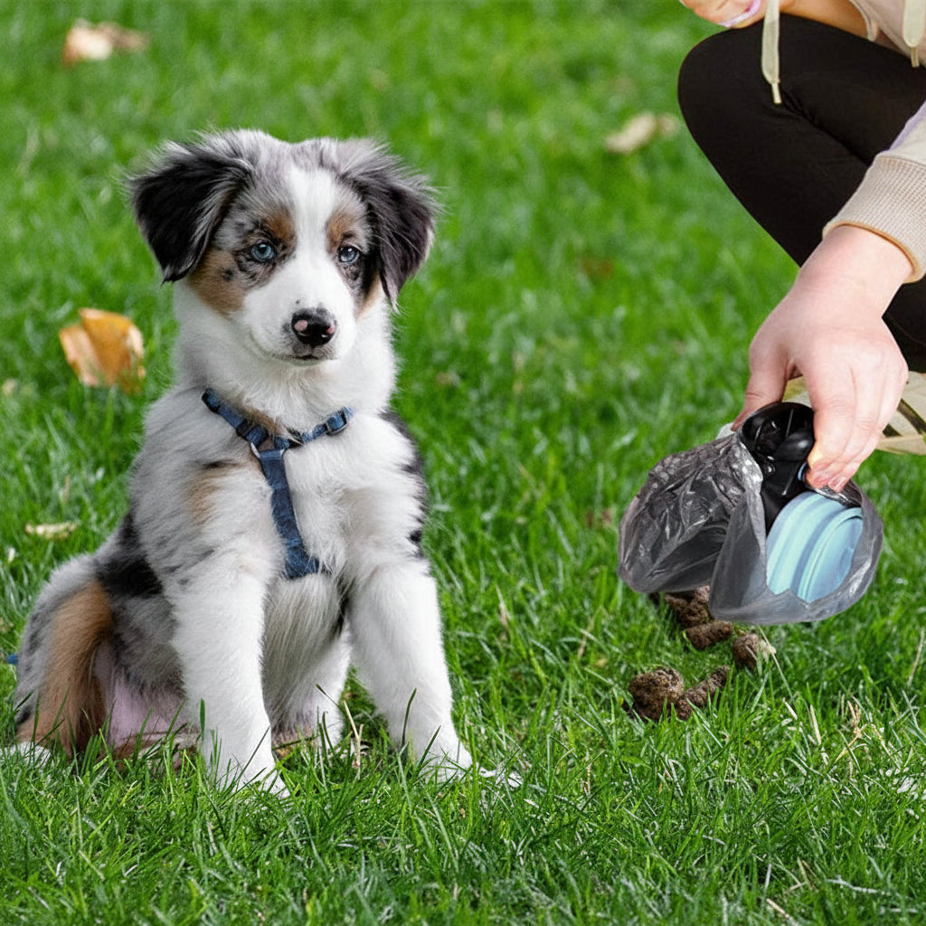 Portable Dog / Pet Poop Scooper With Bag Dispenser Clean Hands Solution